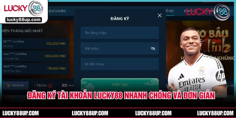 Đăng ký tài khoản Lucky88 nhanh chóng và đơn giản