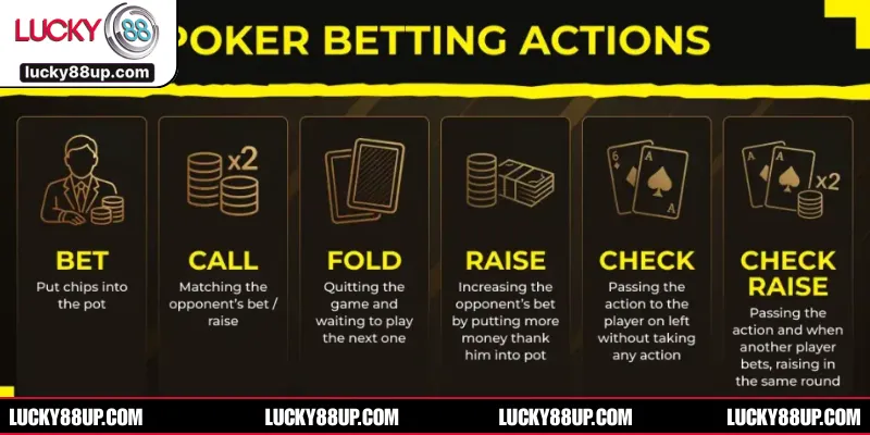 Hành động bạn sẽ thực hiện khi tới lượt mình trong mỗi vòng cược