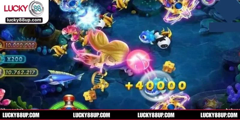 Không gian đại dương rực rỡ trong game Bắn Cá Tiểu Tiên Cá