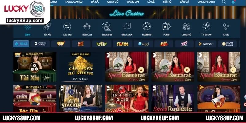 Sảnh Live Casino LUCKY88 hiện đại, minh bạch và hấp dẫn với nhiều ưu điểm vượt trội
